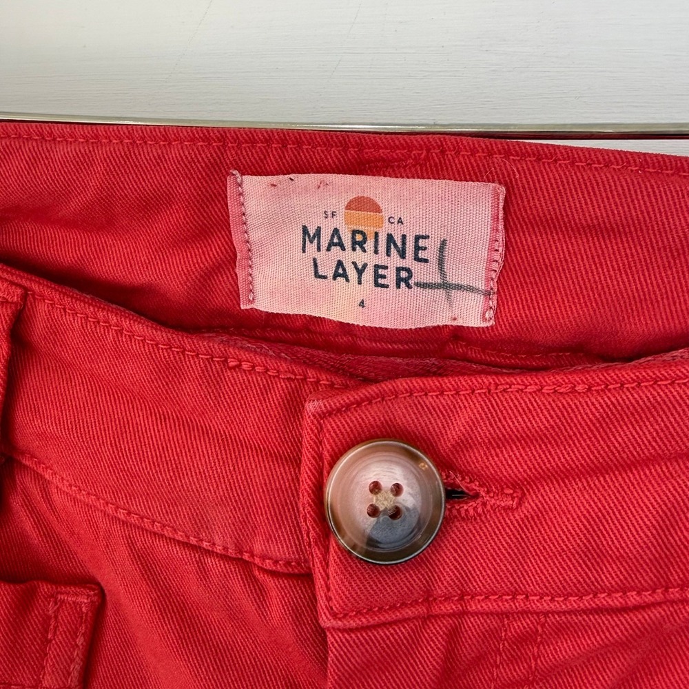 Marine Layer BRIDGET Red Wide‎ Leg Cropped Pants High Waisted WOMEN 4 - Picture 4 of 11